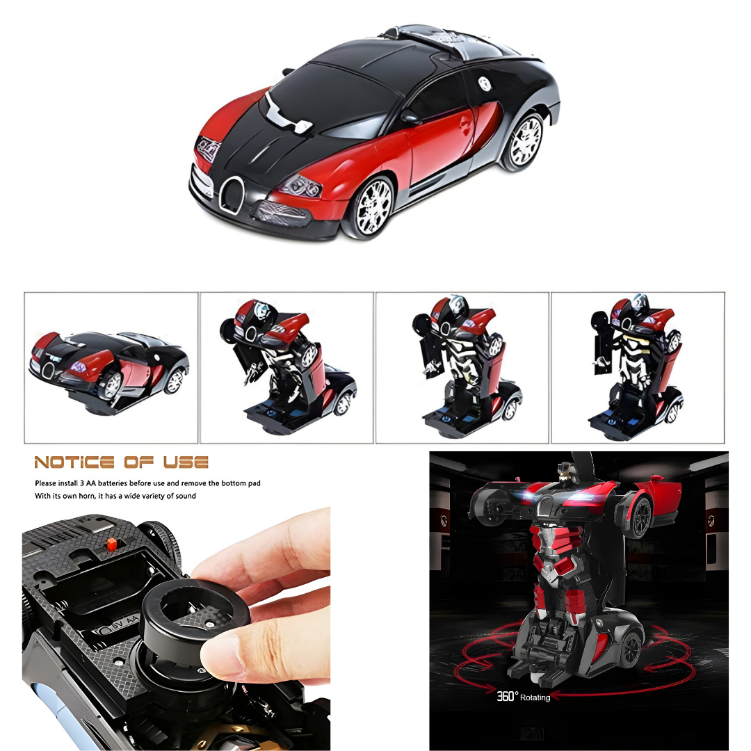 Remote Control Transforming Car Robot with Light & Sound (RED)