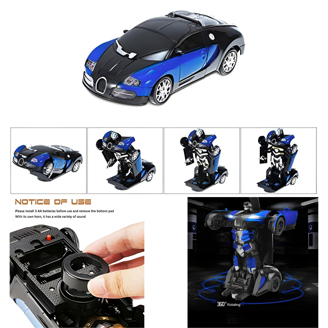 Remote Control Transforming Car Robot with Light & Sound (RED)