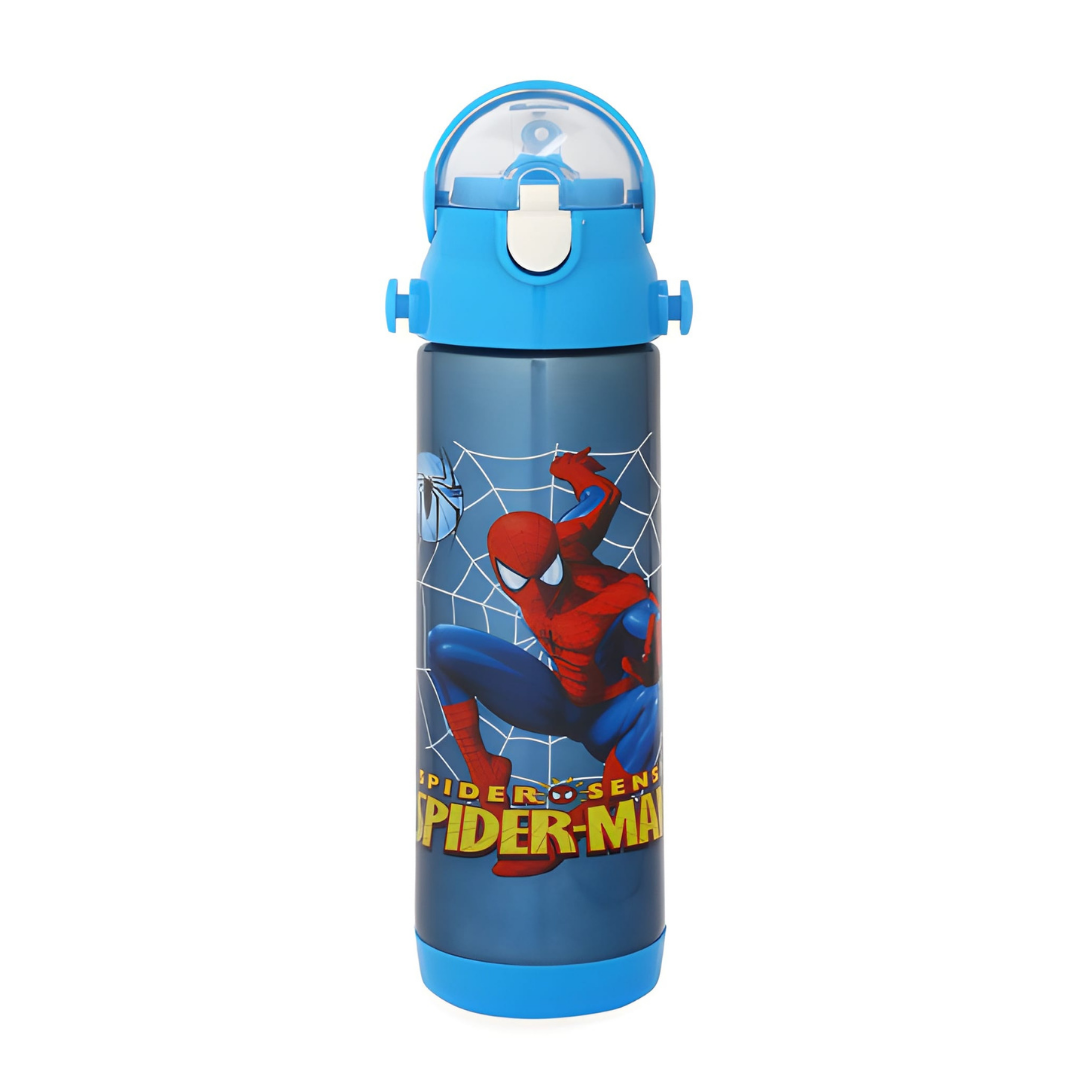 OnlineWorld Double Vacuum Insulated Kid's BPA-Free Cartoon Printed Stainless Steel Sipper Water Bottle (Blue, 500 ml)