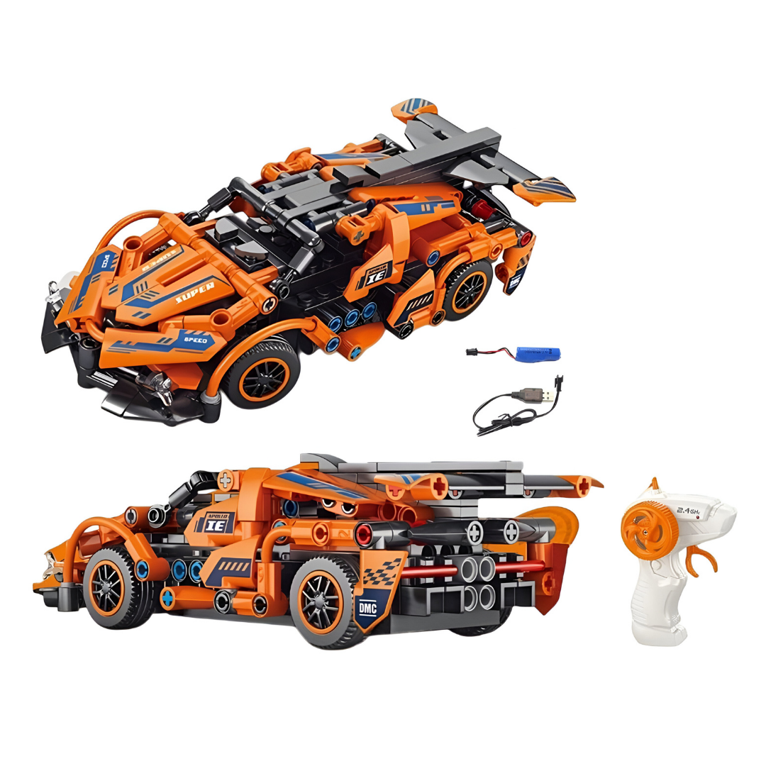 Remote Control Constructor Car Building Kit, 319 Pieces, Orange