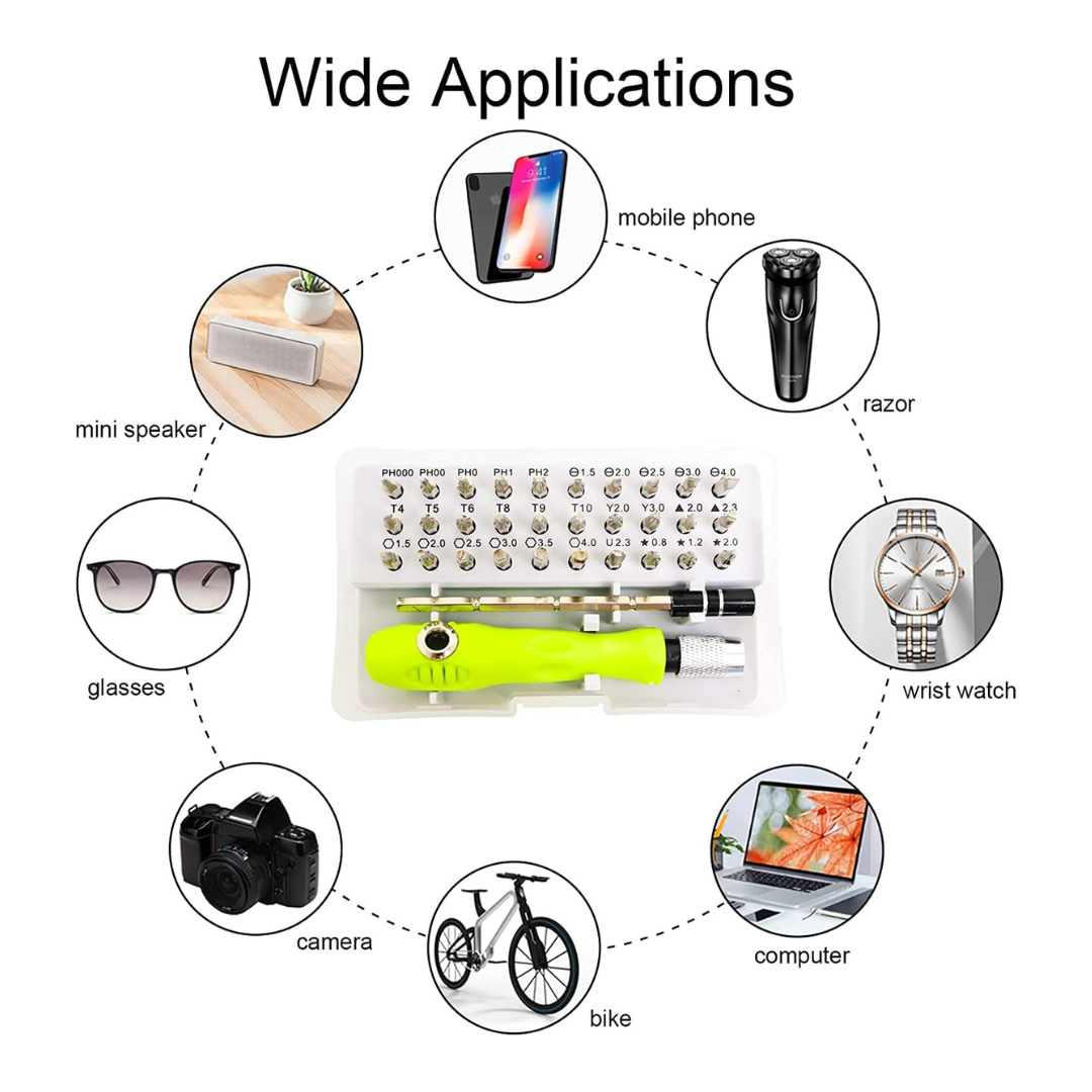 32-PIECE PRECISION SCREWDRIVER SET WITH STORAGE CASE, ERGONOMIC GREEN HANDLE