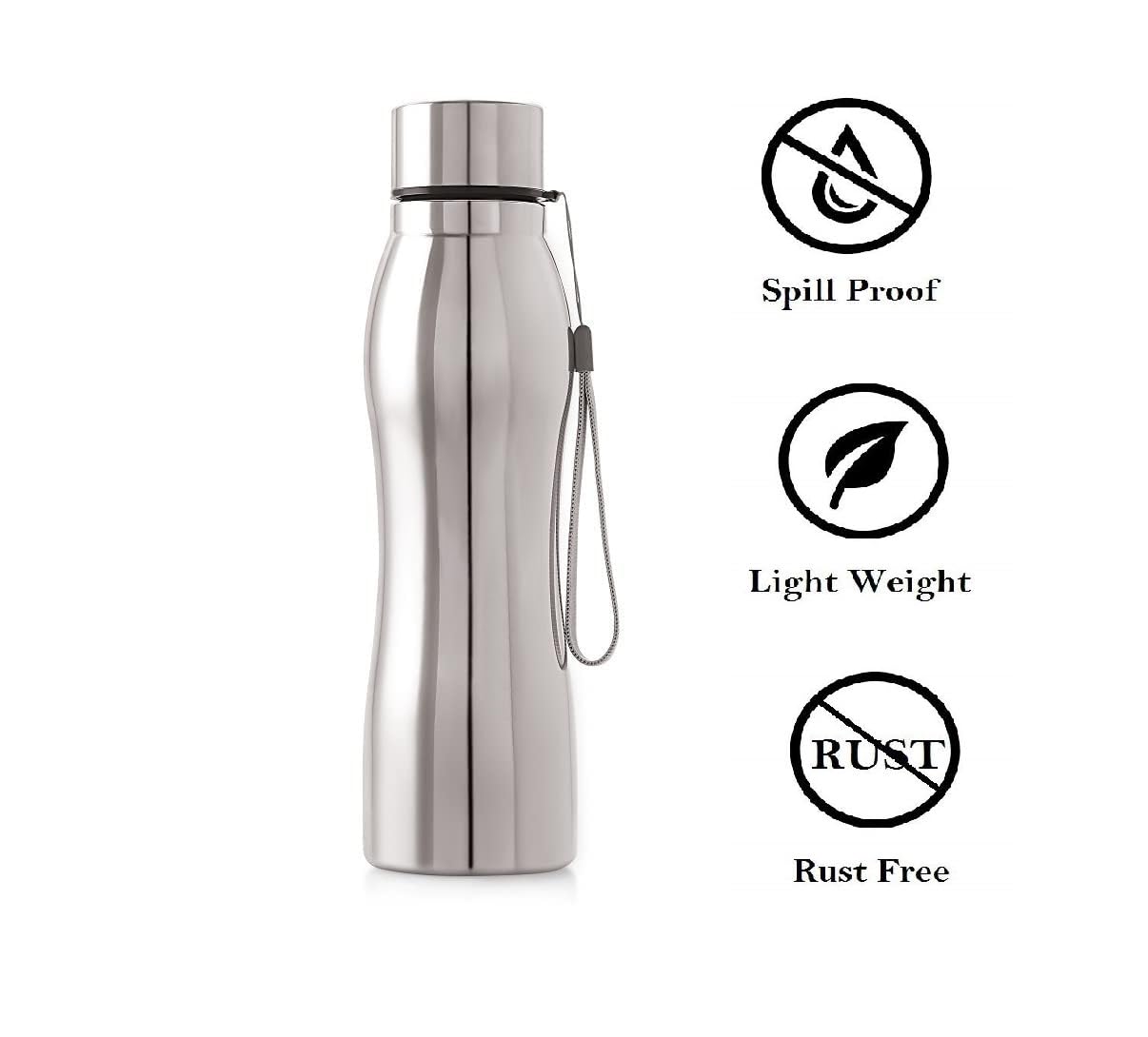 SS WATER BOTTLE | 1000ML | SINGLE WALLED | SPILL PROOF |