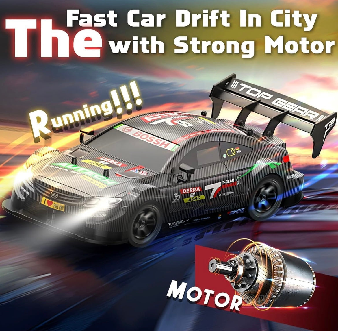 RC Drift Car 2.4GHz, 1/16 Remote Control Cars 4WD Fast Drifting