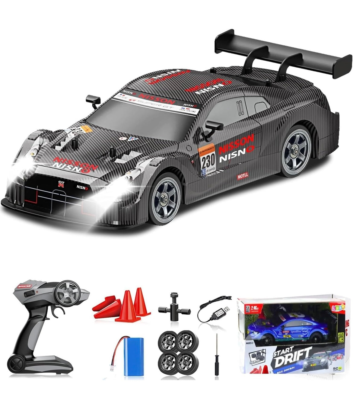 RC Drift Car 2.4GHz, 1/16 Remote Control Cars 4WD Fast Drifting