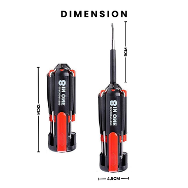 8 in 1 Multi-Function Screwdriver Kit with 6 Built in LED Flashlights