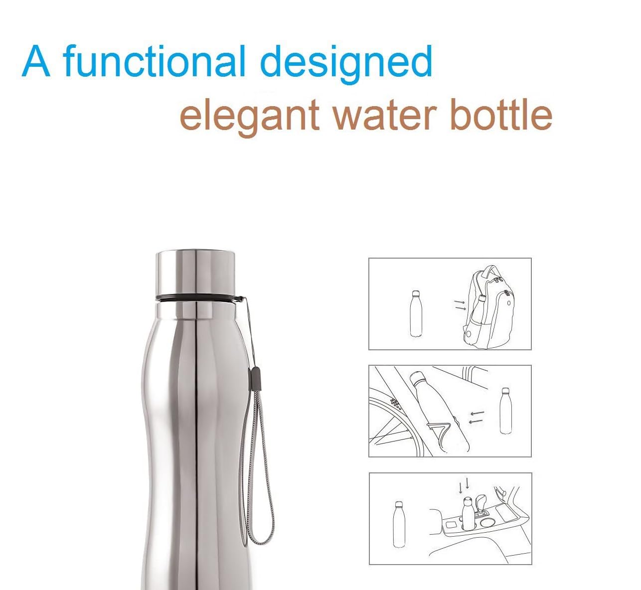 SS WATER BOTTLE | 1000ML | SINGLE WALLED | SPILL PROOF |