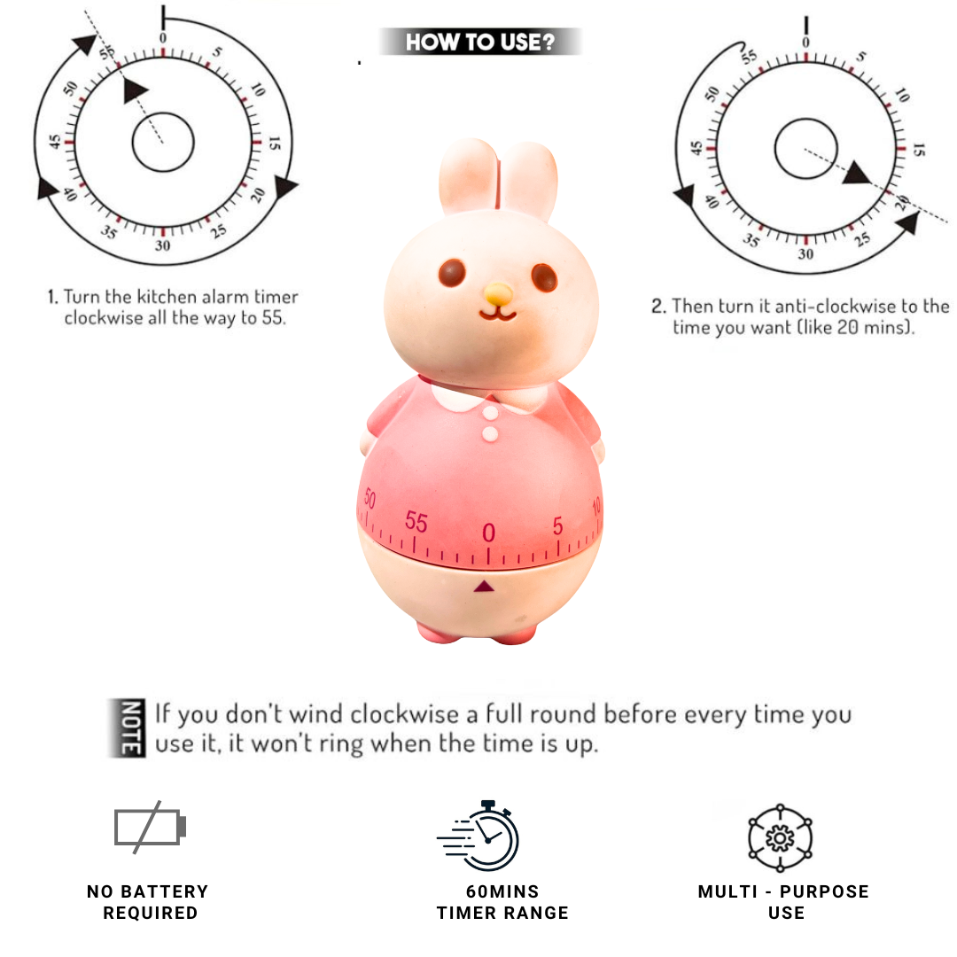Kids Cute Bunny Oven Kitchen Timer for Cooking,